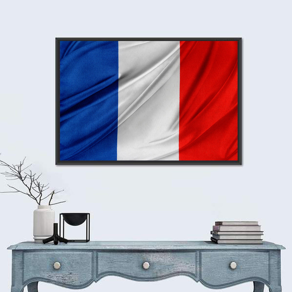 French Flag Tricolor with Folded Texture Wall Art