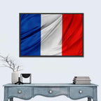 French Flag Tricolor with Folded Texture Wall Art
