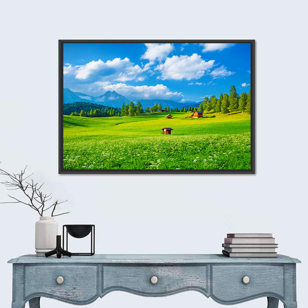 Alpine Valley Meadow, Austria Wall Art in a room, landscape