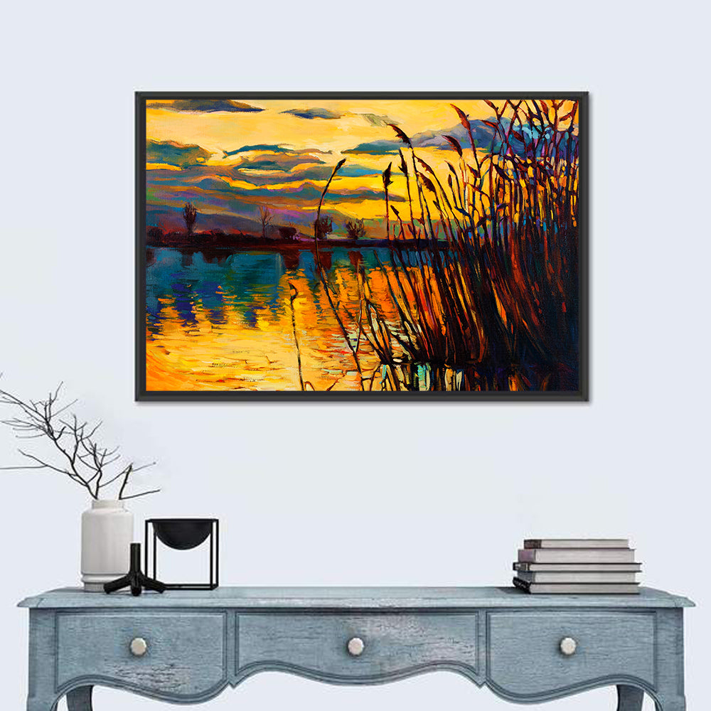 Sunset Lake with Reeds Wall Art