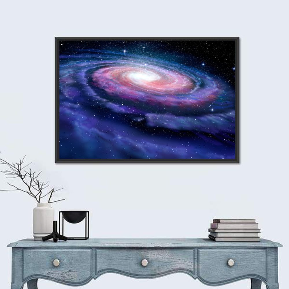 Spiral Galaxy Wall Art in a room, landscape
