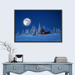 Wooden House In Winter Forest Wall Art