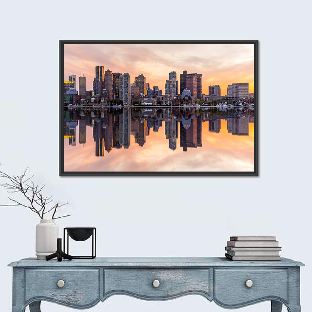 Boston Harbor Skyline at Dusk Wall Art