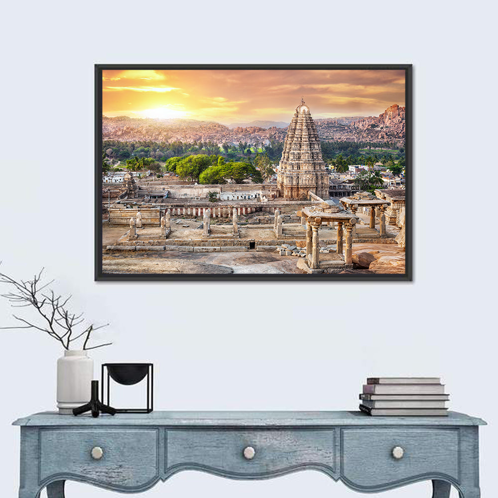 Virupaksha Temple at Sunrise, Hampi Wall Art in a room, landscape
