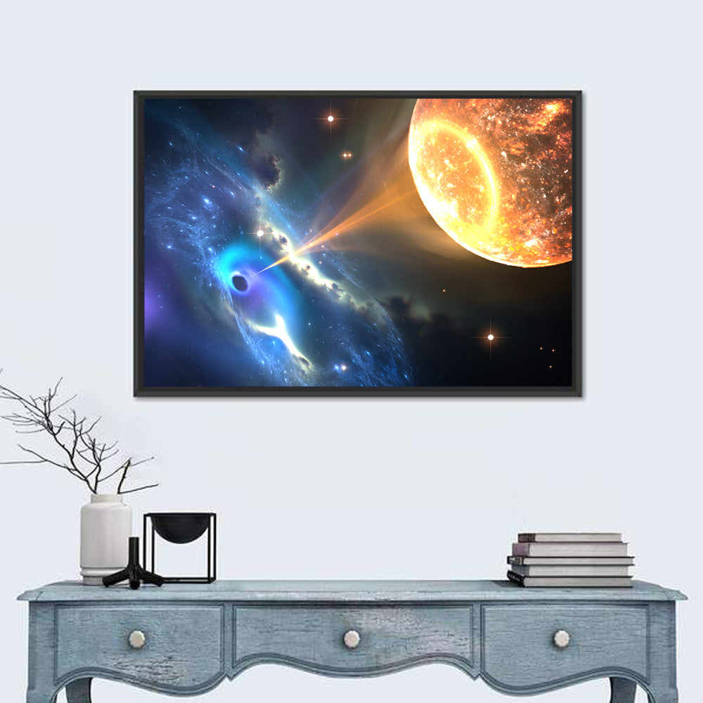 Black Hole and Companion Star Wall Art in a room, landscape