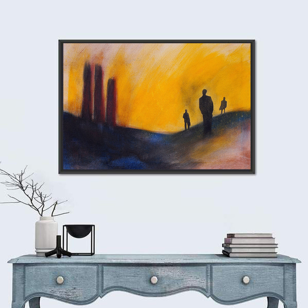 Surreal Hilly Silhouettes Wall Art in a room, landscape