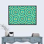 Retro Teal Geometric Pattern Wall Art