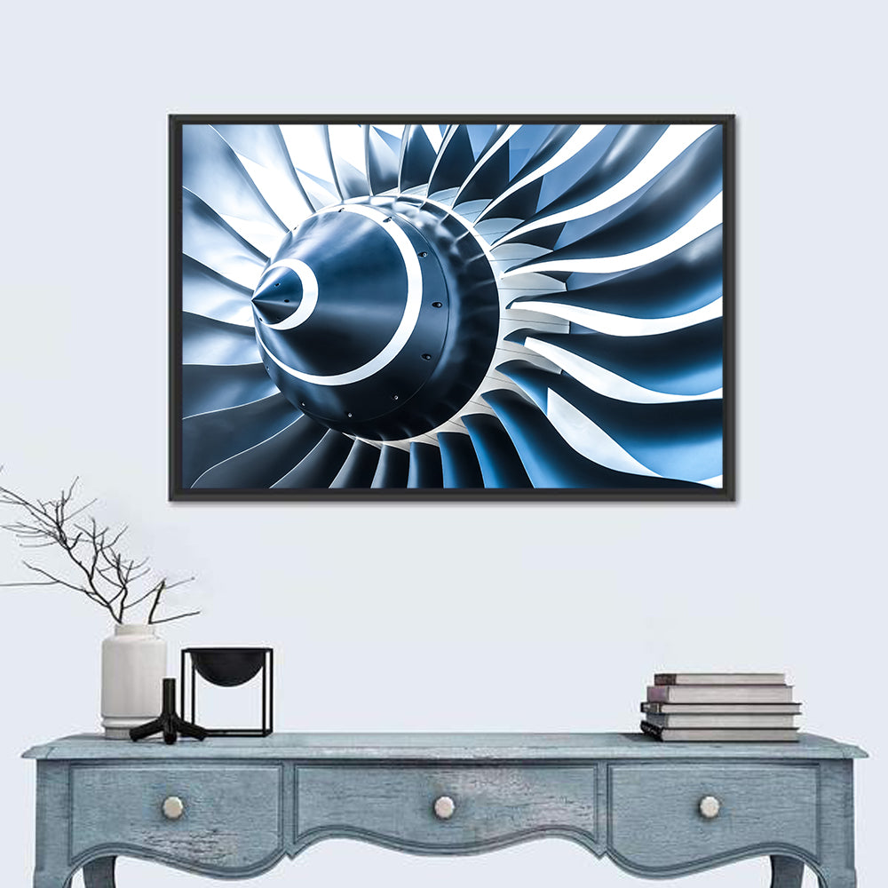 Blue Jet Turbine Blades Closeup Wall Art
