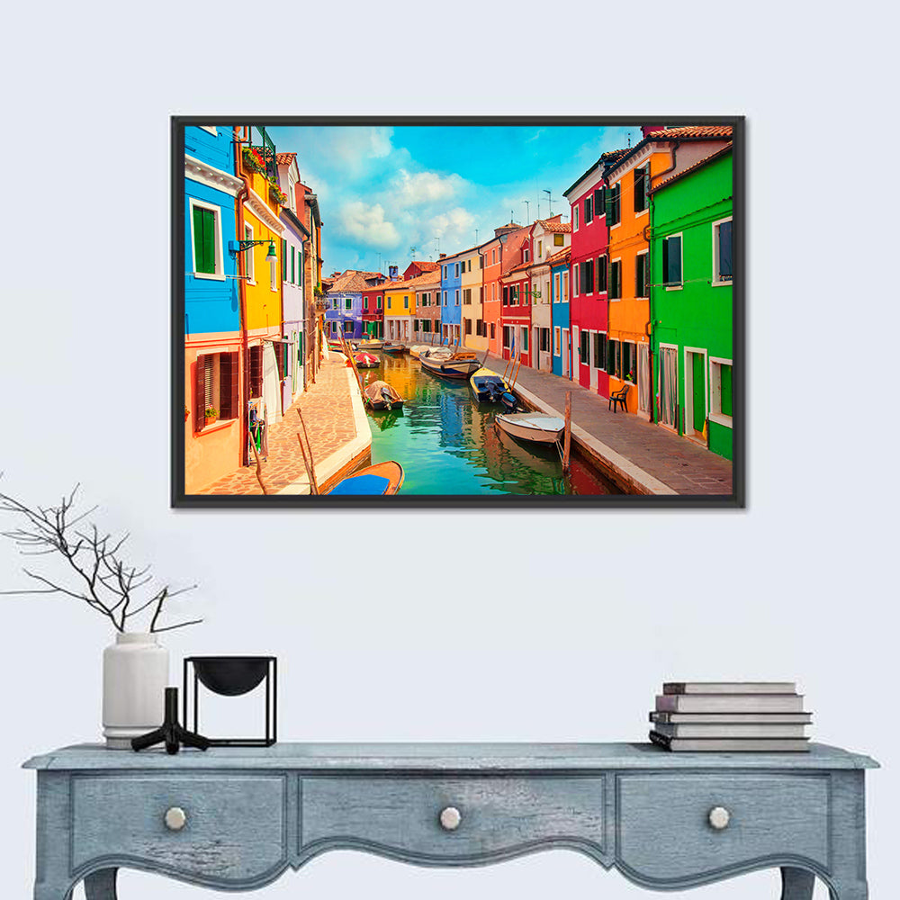 Burano Canal with Colorful Houses Wall Art