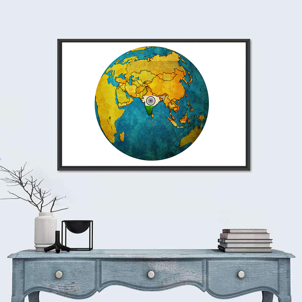 India on Globe Wall Art in a room, landscape