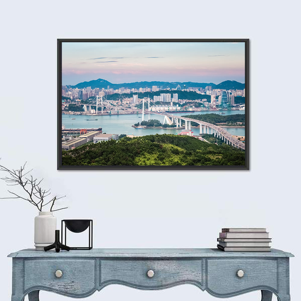 Haicang Suspension Bridge at Dusk Wall Art