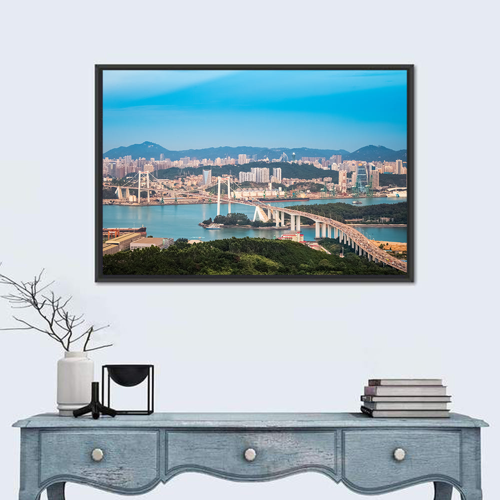 Haicang Suspension Bridge at Dusk Wall Art