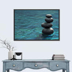 Zen Stone Stack Over Rippling Water Wall Art