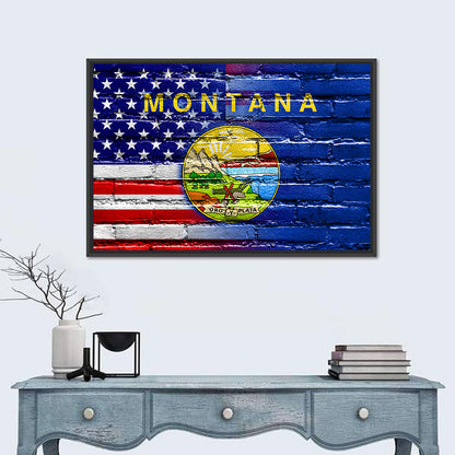 USA & Montana State Flag Wall Art