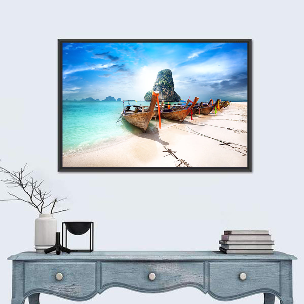 Railay Beach Long-tail Boats Wall Art