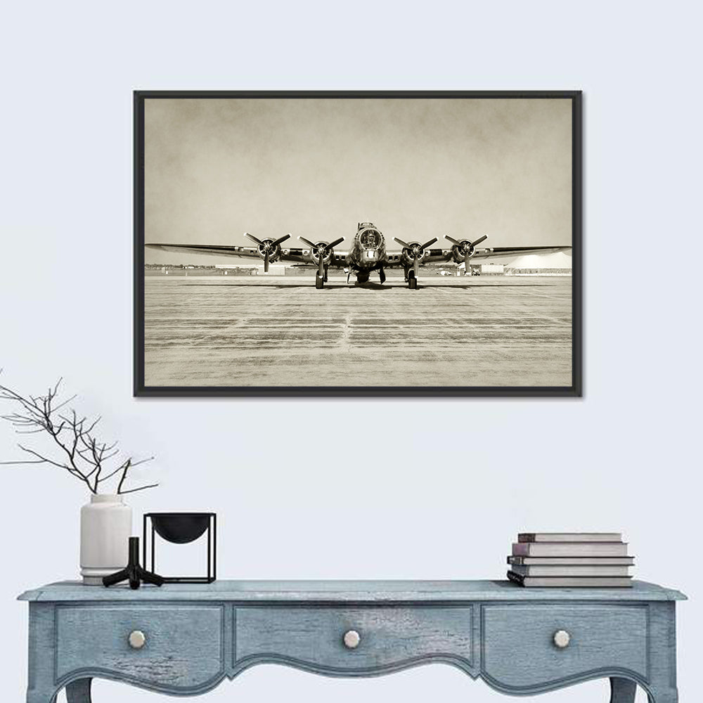 B-17 Bomber Front View Wall Art in a room, landscape