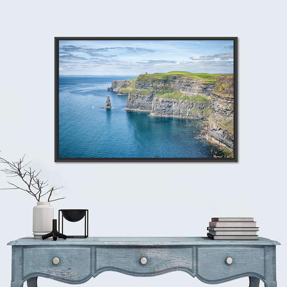 Cliffs of Moher Sea Stack Wall Art in a room, landscape