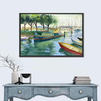 Watercolor Harbor Boats Wall Art