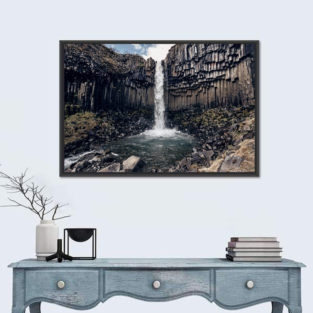 Svartifoss Basalt Waterfall Wall Art in a room, landscape