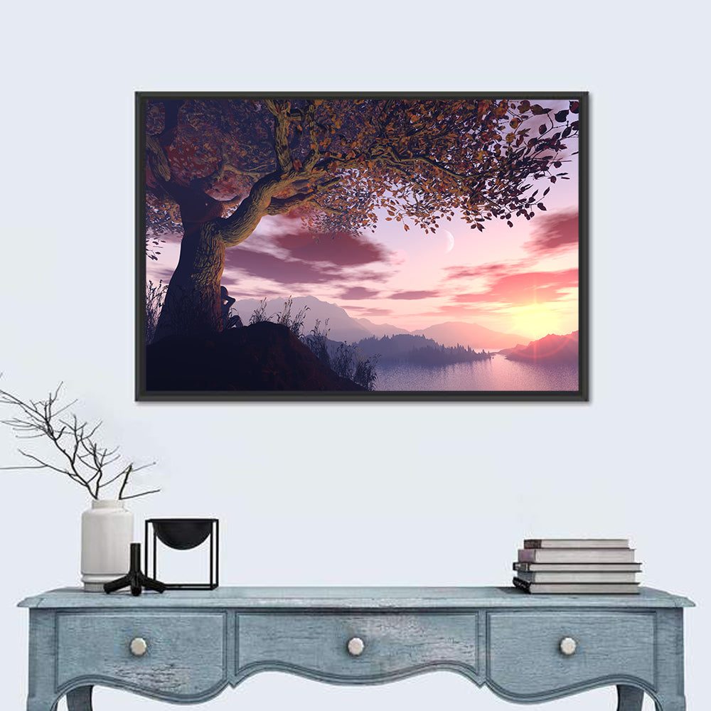 Dreamer Tree by Sunset Lake Wall Art