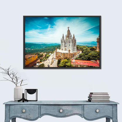 Tibidabo Church With Christ Statue Wall Art