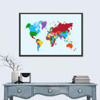 Minimalist Colorful World Map Wall Art