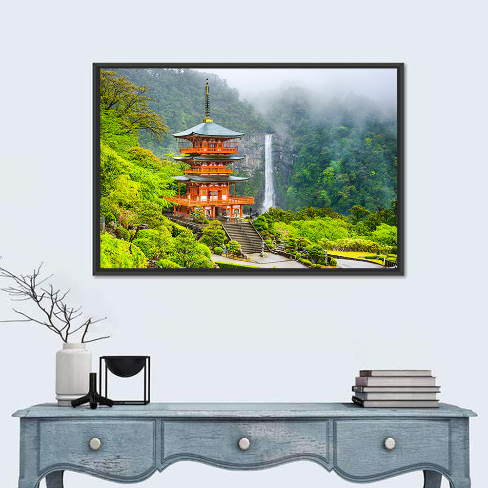 Seiganto-ji Pagoda at Nachi Falls Wall Art in a room, landscape