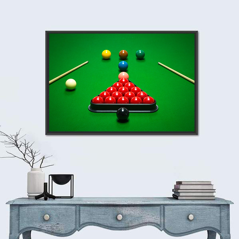 Triangular Snooker Rack Wall Art in a room, landscape