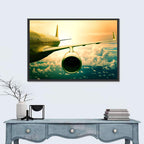 Passenger Jet Wing at Sunset Wall Art