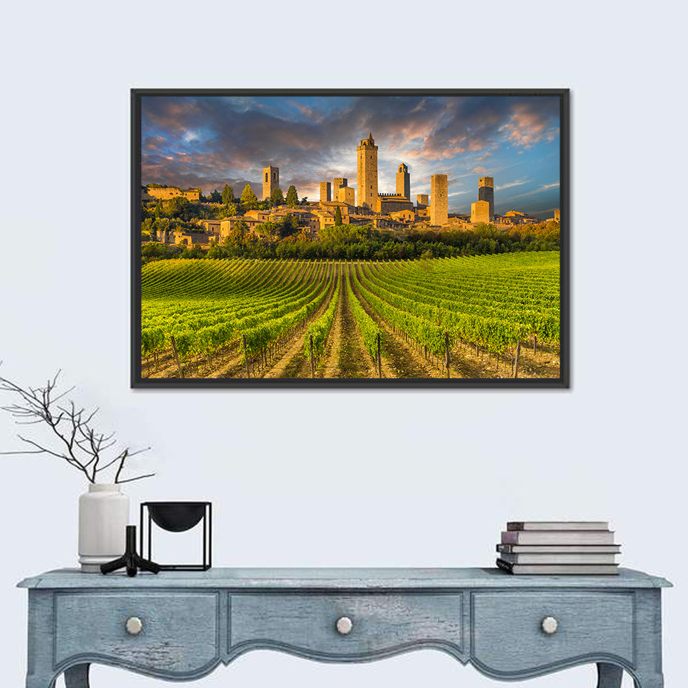 Vineyards of San Gimignano Wall Art in a room, landscape