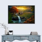 Thatched Cottage by Mountain Stream Wall Art