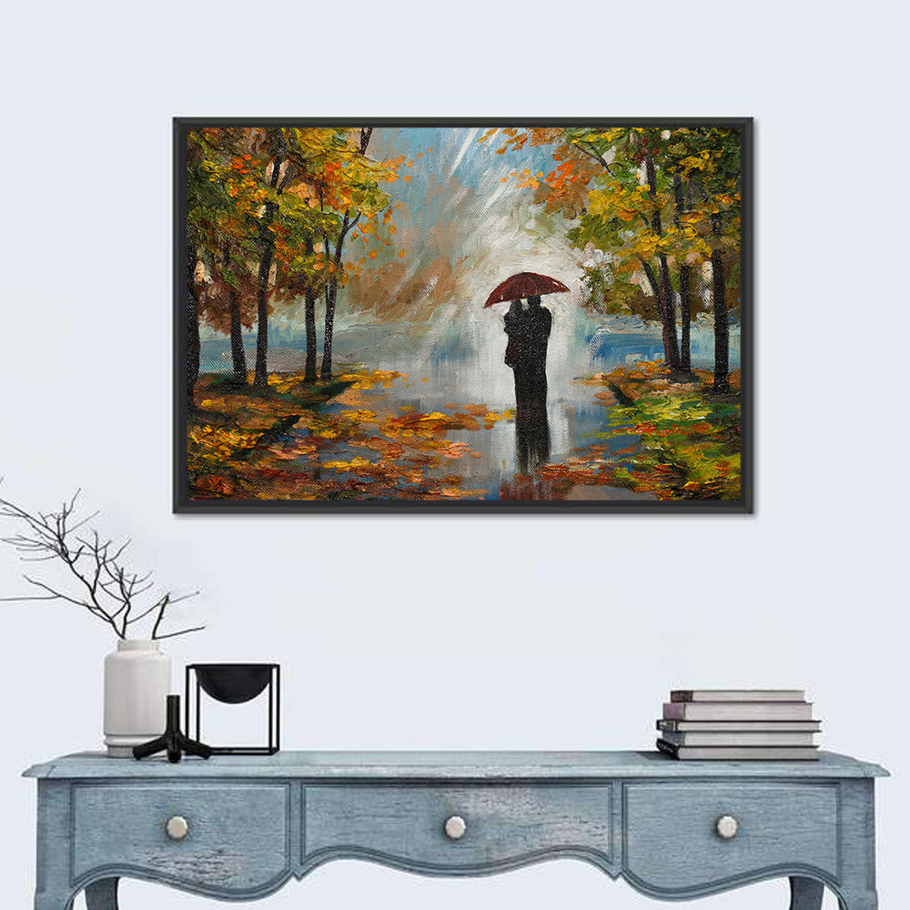 Couple in Autumn Forest Wall Art