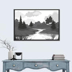 Winding River Silhouette Wall Art