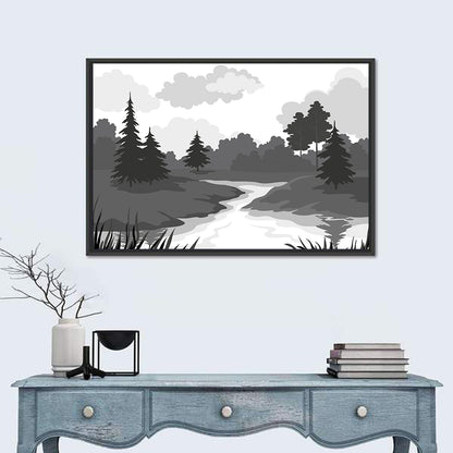 Scenic River Silhouette Wall Art