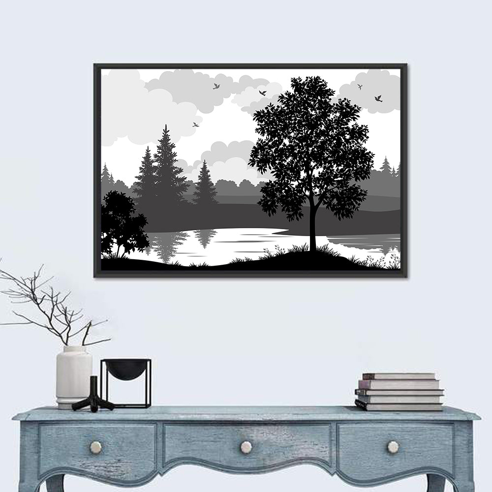 Lake Silhouette with Tree Wall Art