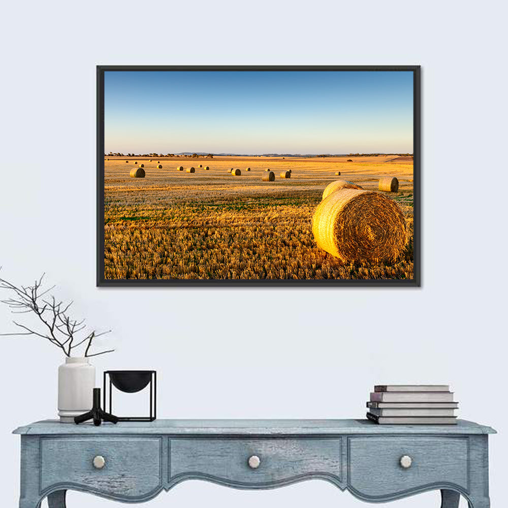 Hay Bales at Sunset Wall Art