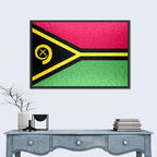 Vanuatu Flag with Boar Tusk Emblem Wall Art