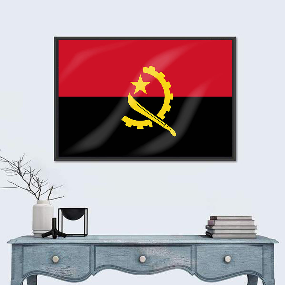 Flag of Angola Wall Art in a room, landscape