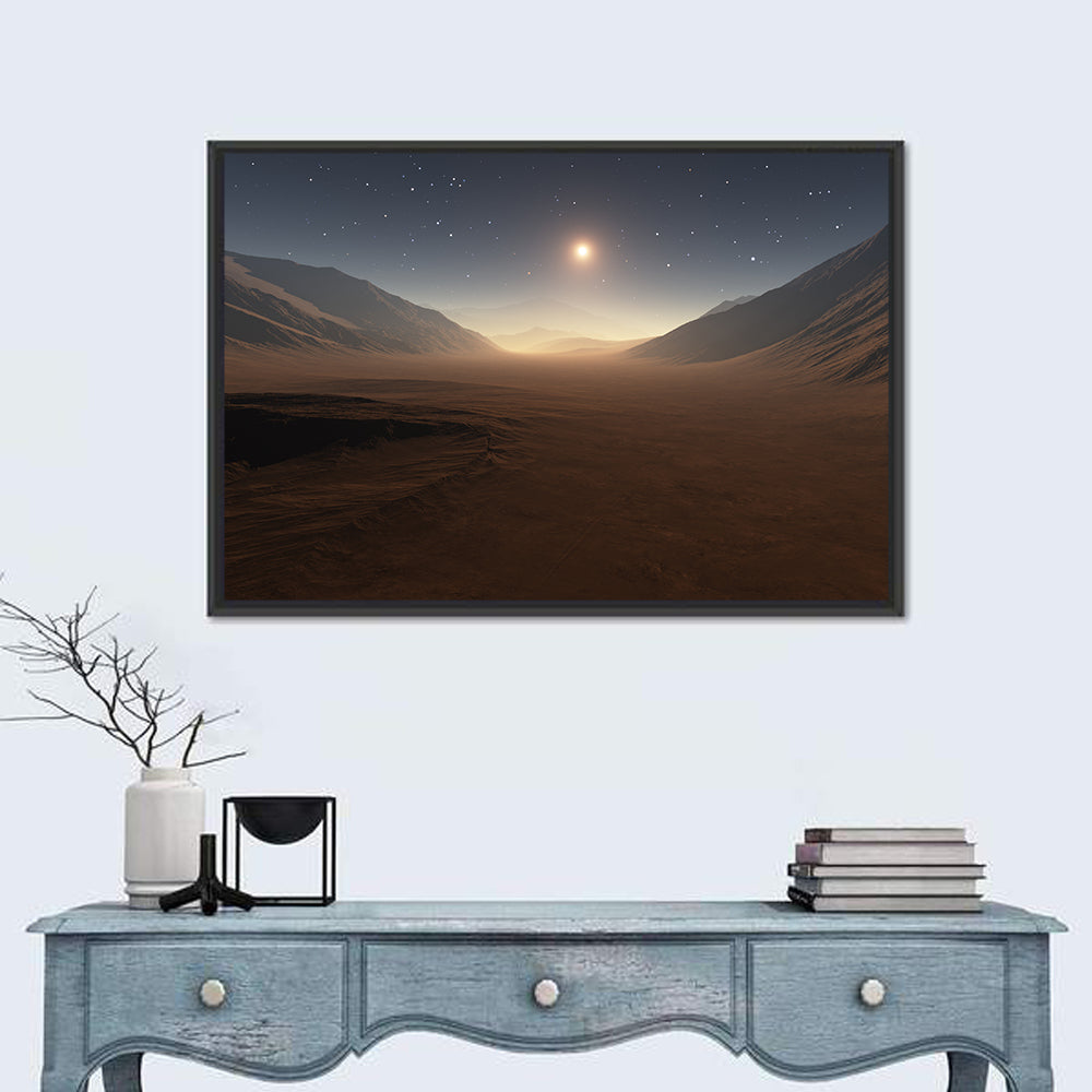 Martian Sunset Wall Art in a room, landscape