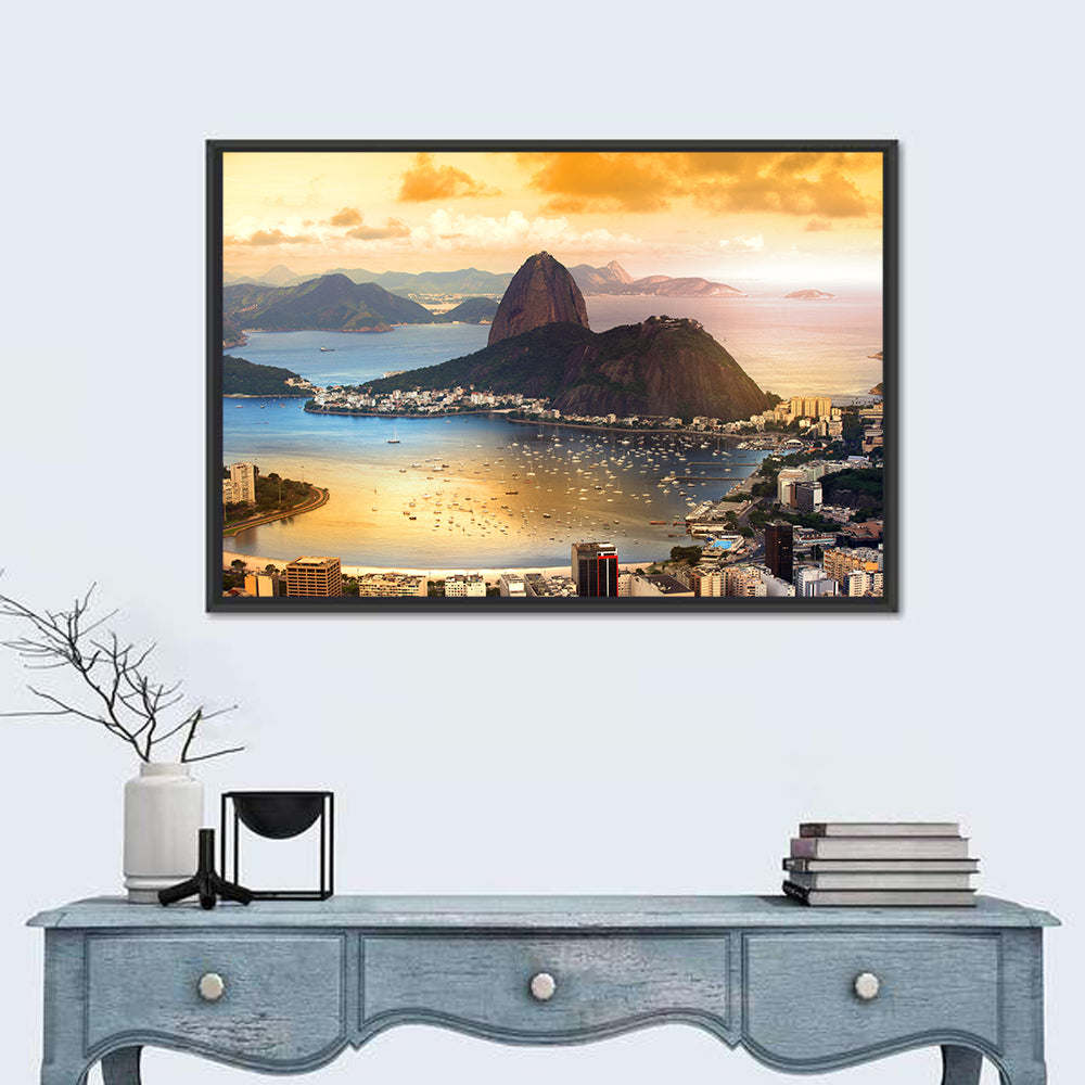 Rio Twilight Over Sugarloaf Mountain Wall Art in a room, landscape