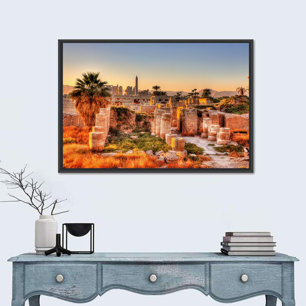 Karnak Temple at Golden Dusk Wall Art in a room, landscape