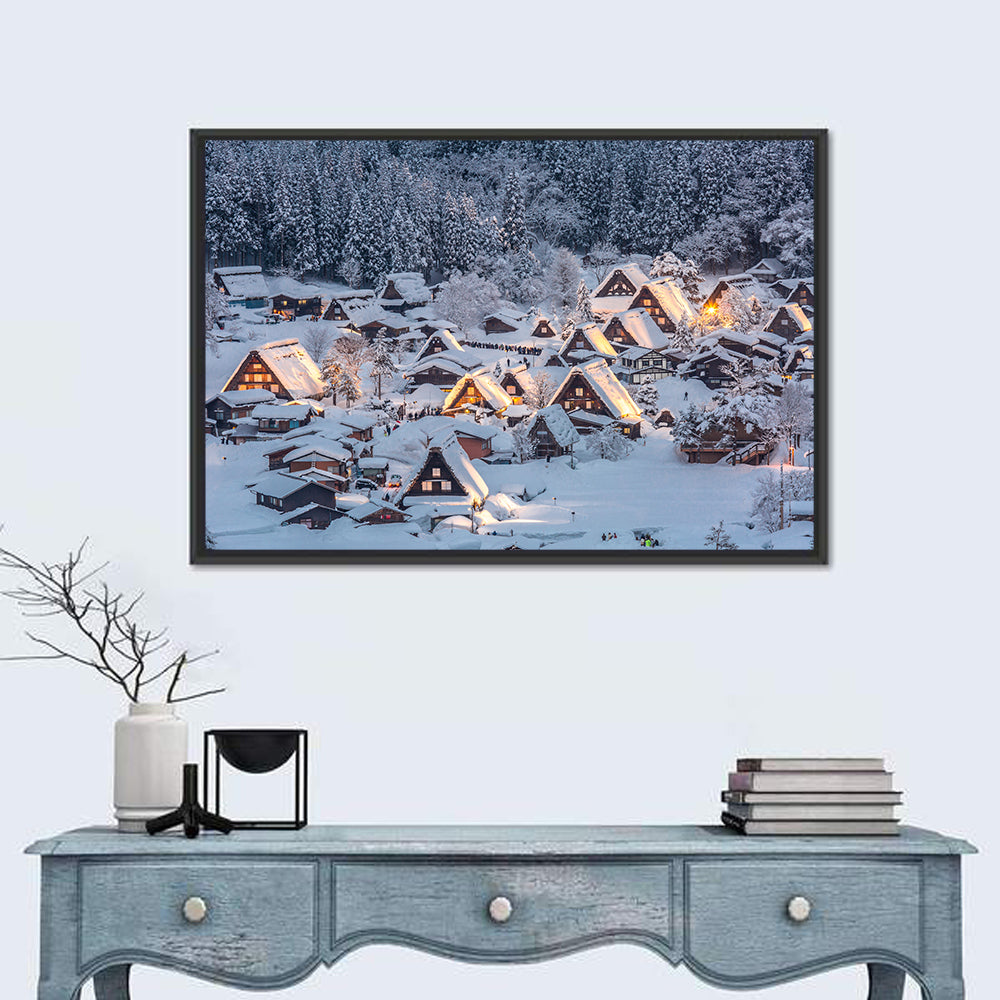 Shirakawa-go Lighted Village Wall Art