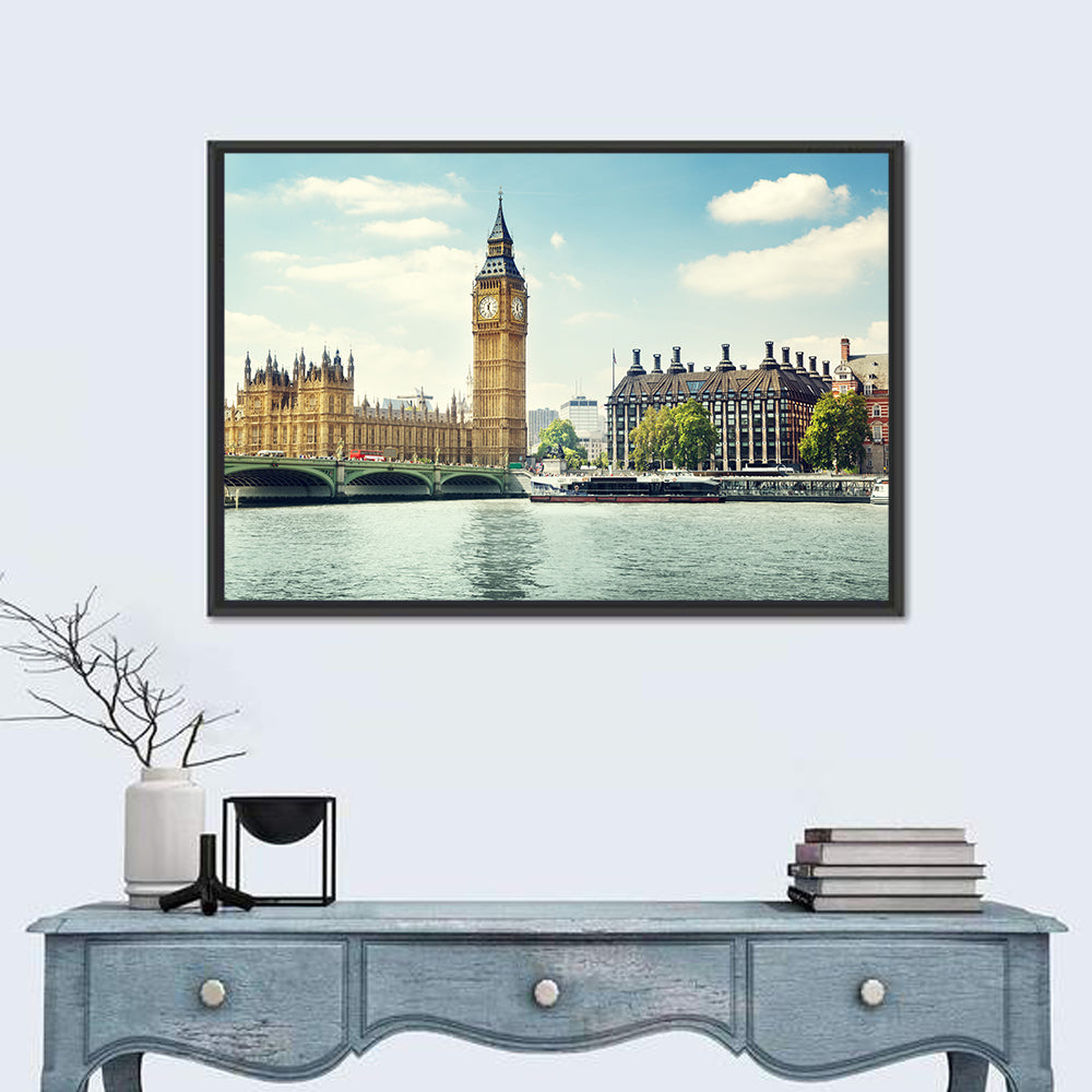 Big Ben on a Sunny Day Wall Art in a room, landscape