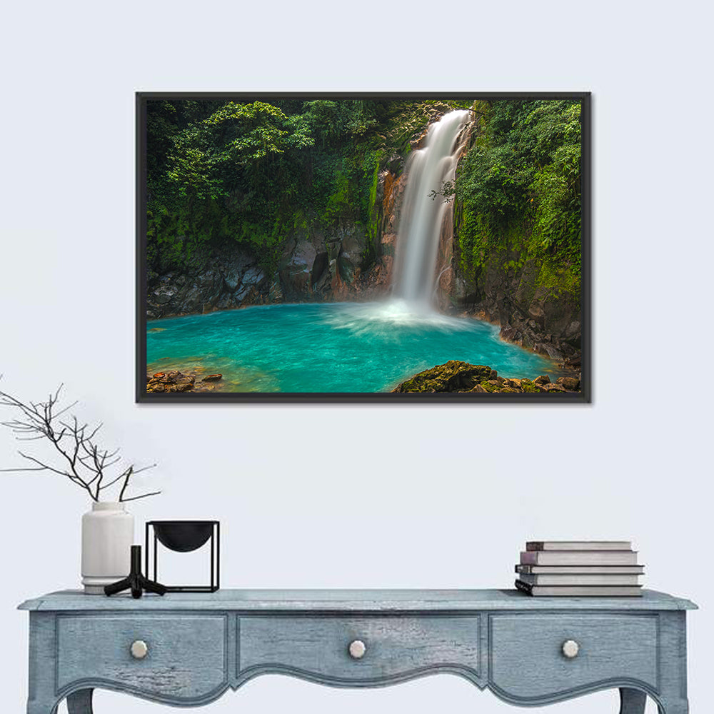 Rio Celeste Waterfall Wall Art in a room, landscape