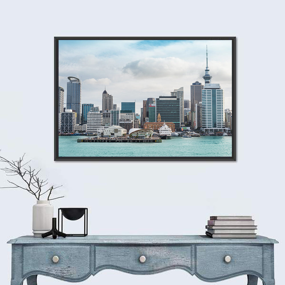 Auckland Skyline with Sky Tower Wall Art in a room, landscape