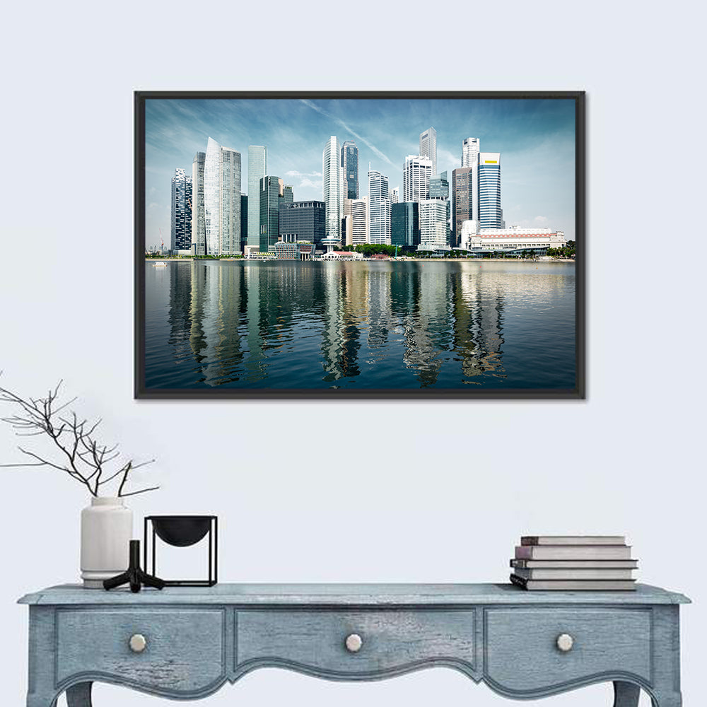 Singapore Marina Bay Skyline Wall Art in a room, landscape