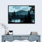 Flying Birds Over Mountain Lake Wall Art