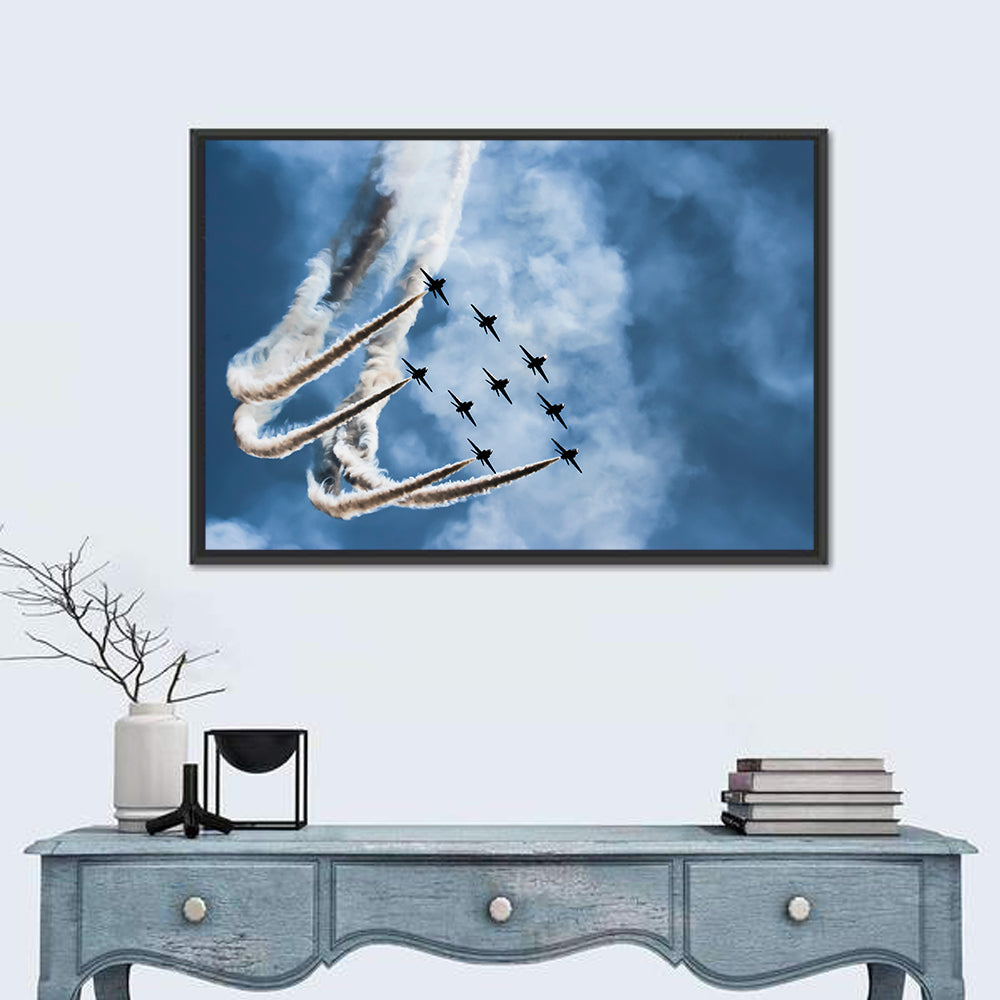 Nine-jet Aerobatic Formation Wall Art in a room, landscape
