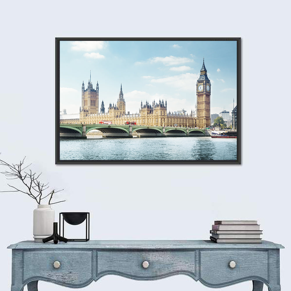 Westminster Bridge and Big Ben Wall Art in a room, landscape