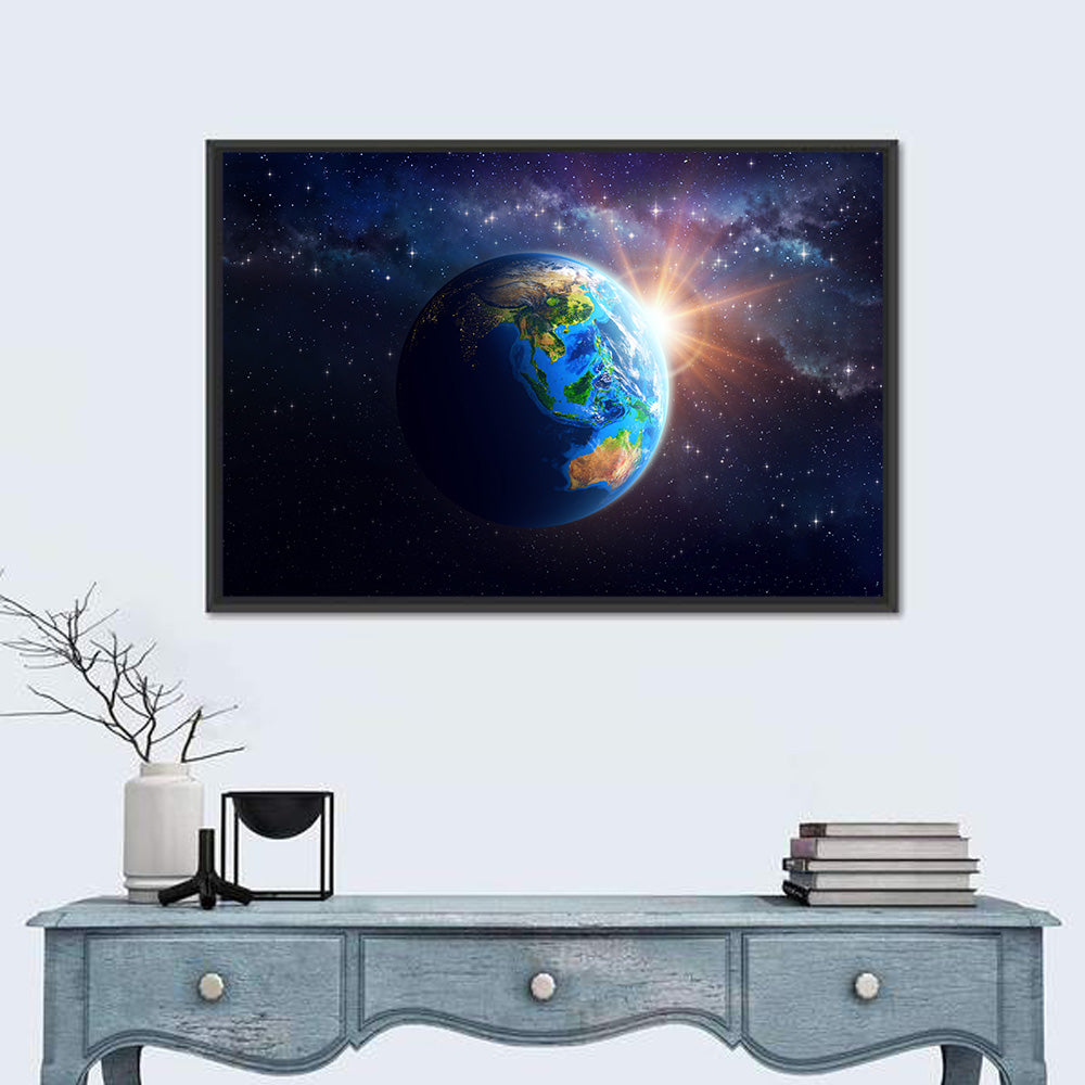 Asia and Australia from Space Wall Art in a room, landscape